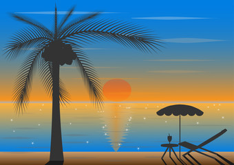 Fototapeta na wymiar Beach and sunset background