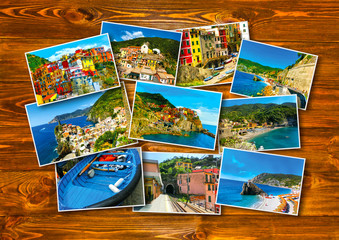 Fototapeta na wymiar Collage of Cinque Terre photos in Italy