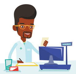 Pharmacist writing prescription.