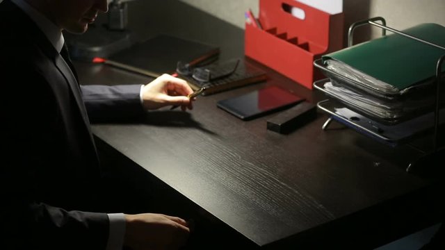 corruption, bribery and fraud concept - close up of businessman taking money