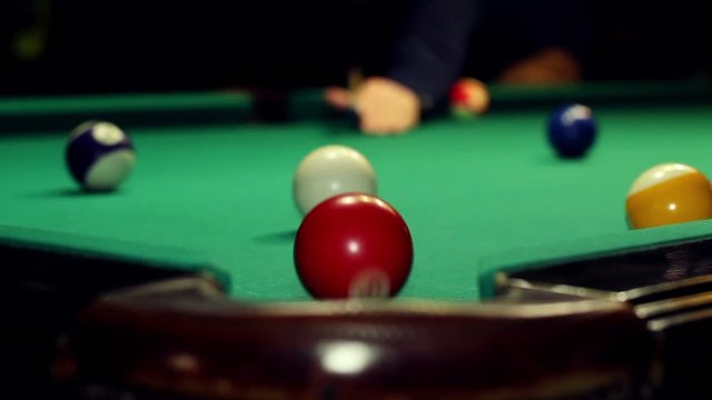A billiard table.