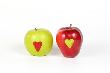 Apple heart red green