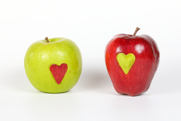 Apple heart red green