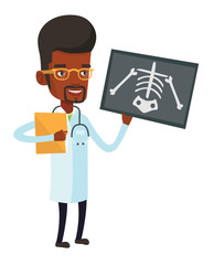 Doctor examining radiograph vector illustration.