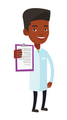Doctor with clipboard vector illustration.