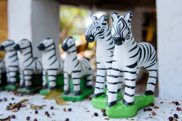 Fototapeta na wymiar Small zebra statues for pray the god.