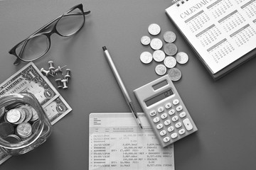 Accountant verify and review the Saving Account Book bank and Statement of financial statements /...