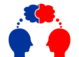 Exchange an idea. Discussion or communication concept. Brainstorming concept.