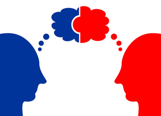 Exchange an idea. Discussion or communication concept. Brainstorming concept.