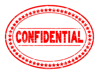 Grunge red confidential oval rubber seal stamp