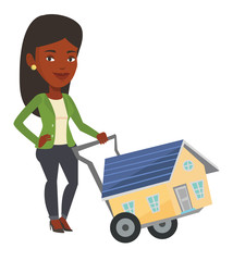 Young woman buying house vector illustration.