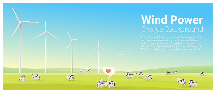 Energy Concept Background With Wind Turbine , Vector , Illustration