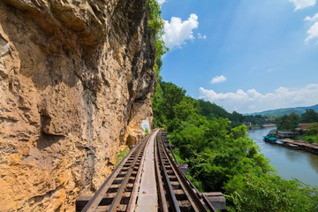 Fototapeta na wymiar Death railway along The River Kwai at Kanchanaburi, Thailand