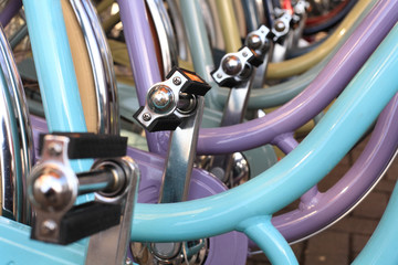 Partial view of several new bicycles 