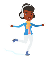 Woman ice skating vector illustration.