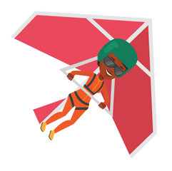 Obraz premium Woman flying on hang-glider vector illustration.