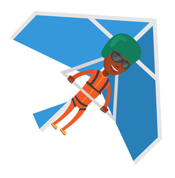 Man flying on hang-glider vector illustration.