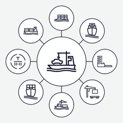 Set of 9 tanker outline icons