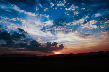 sky clouds sunset and sunlight background.