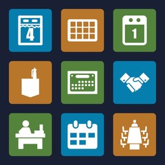 Set of 9 meeting filled icons
