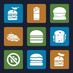 Set of 9 sandwich filled icons