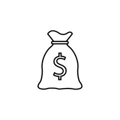 Money bag line icon, finance and business, dollar sign vector graphics, a linear pattern on a white background, eps 10.