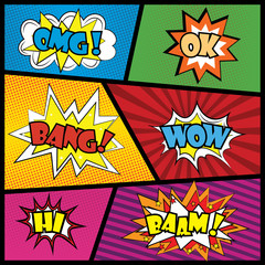 Comics speech bubble with expressions stickers set