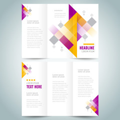 Brochure design template vector tri-fold abstract squares