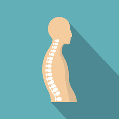 Human spine icon, flat style