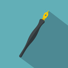 Fountain pen icon, flat style