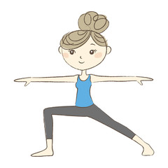 ヨガ　戦士のポーズをする女性