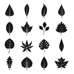 Obraz premium Plant leafs icons set, simple style