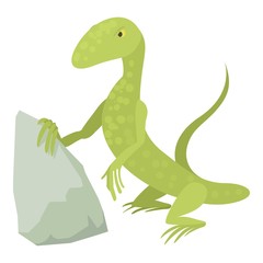 Standing lizard icon, cartoon style