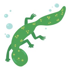 Swimming lizard icon, cartoon style