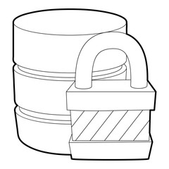 Blocked database icon, outline style