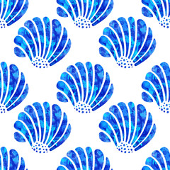 Seamless pattern, watercolor sea shells