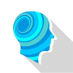 Meditative brain icon, flat style