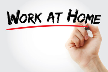 Hand writing work at home with marker, concept background