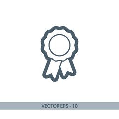 badge with ribbons icon, vector illustration. Flat design style