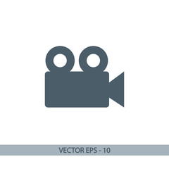Video camera icon, vector illustration. Flat design style 