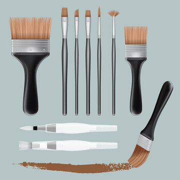 Brush Paint Mockup Set, Realistic Style