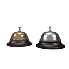 Silver and gold Reception Bell isolated on white