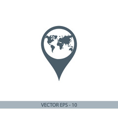 Map pointer flat icon, vector illustration. Flat design style 