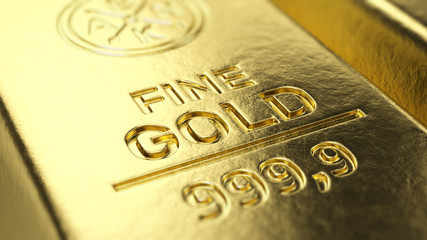 Fine Gold Bar macro - 3d illustration
