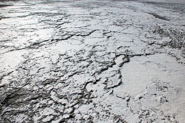 Salt dry and cracked lake Akrotiri in Cyprus.