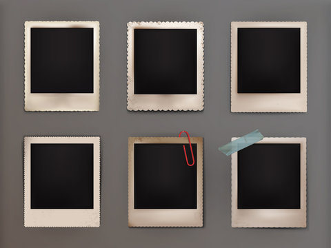 Vector illustration vintage photo frames with shadow