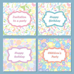 Set of colorful invitations for your holiday. You can use return as an invitation, greeting, card.