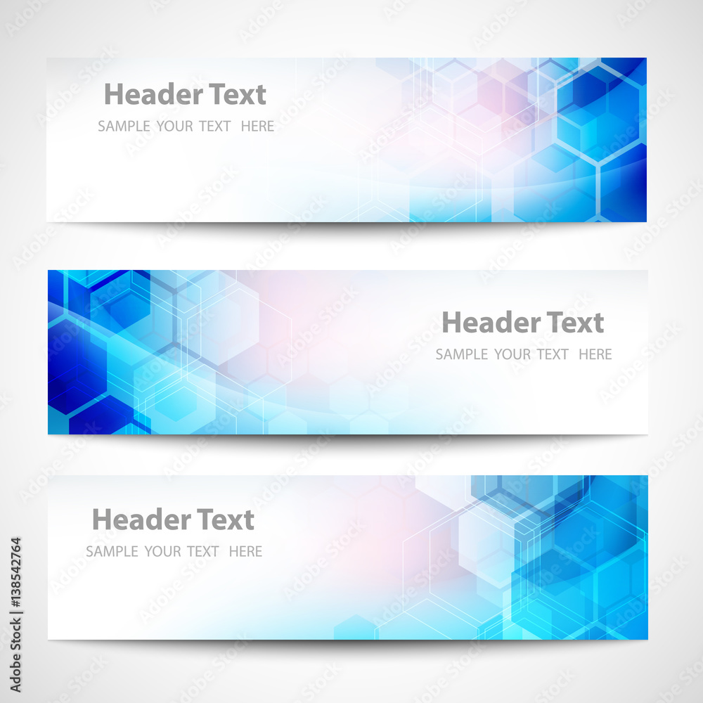 Wall mural vector banner abstract geometric background. template brochure design. blue hexagon shape