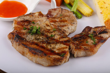 Grilled pork steak