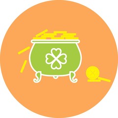 Set of St. Patrick's Day flat icons, pot with coins vector illustration